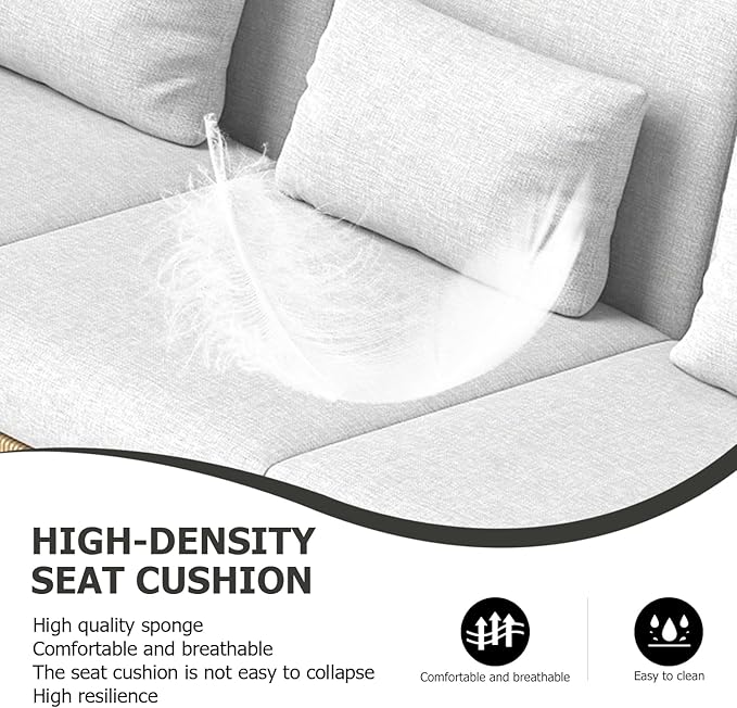 Aluminum Patio Sofa Set with PE Rope Weaving, 500lbs Capacity Outdoor Conversation Set, Waterproof UV-Resistant Cushions & Powder-Coated Frame, Modern Sectional for Poolside, Garden Yellow