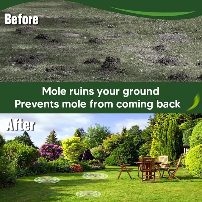 Mole Repellent Outdoor, Gopher Repellents, Vole Repellent for Lawn, Natural Groundhog Repellent, Safe for People & Pets, Mole Repellent for Lawn and Garden, 3 Months Protection -8P