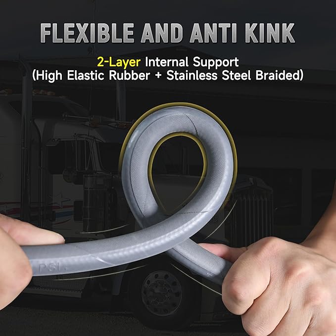 3/8" Kink Resistant Pressure Washer Hose 50FT, Swivel 3/8" Quick Connector and M22 Fitting, Supporting Up to 4200 PSI for Heavy Duty Use, Fitting Most Pressure Washers