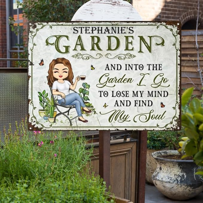 And Into The Garden I Go Gardening, Decor Sign, Personalized Custom Classic Metal Signs Garden Yard Wall Decorative Metal Sign (1)