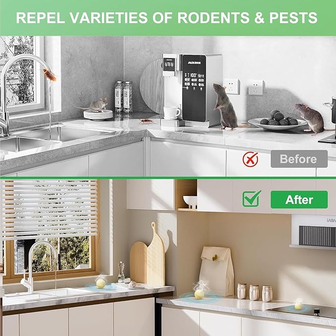 Rodent Repellent with Peppermint Oil - Mouse, Rat & Squirrel Repellent Balls for Garage, Attic, Car Engines - Natural Mice/Mole Deterrent for Indoor/Outdoor, Safe for Humans & Pets