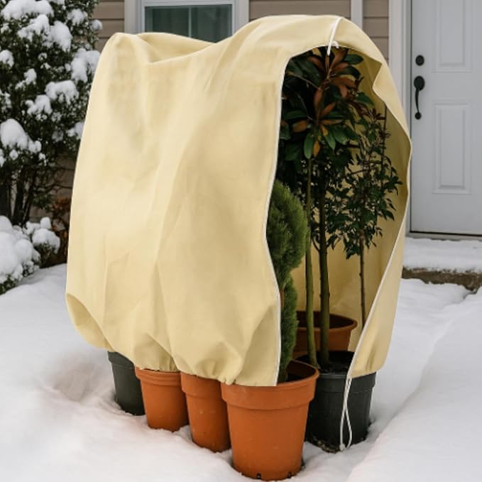 2 Pcs 47" x 70.8" Raised Garden Bed Cover for Winter Large Plant Covers Freeze Protection with Zipper Drawstring Frost Cloth Blanket Protection Box Bags for Garden Outdoor Plants Bush
