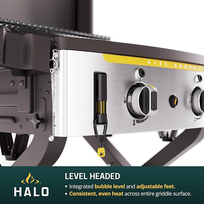 HALO Elite3B Outdoor Griddle | 3 Burner, 6 Cooking Zones | Large Surface with Warming Rack | 564 sq. in. (28.19″ x 20″) Wind-Proof Cooking Surface | Propane and Natural Gas Grill | HZ-1002-XNA
