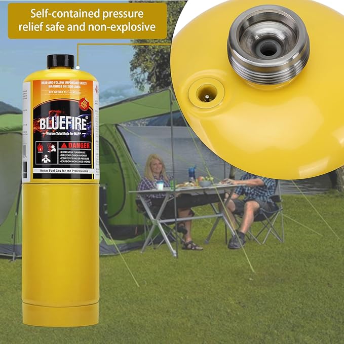 BLUEFIRE Modern MAPP Gas Cylinder, 14.1 oz, Hotter than Propane! Variation of Quantity Bundles Available (4)