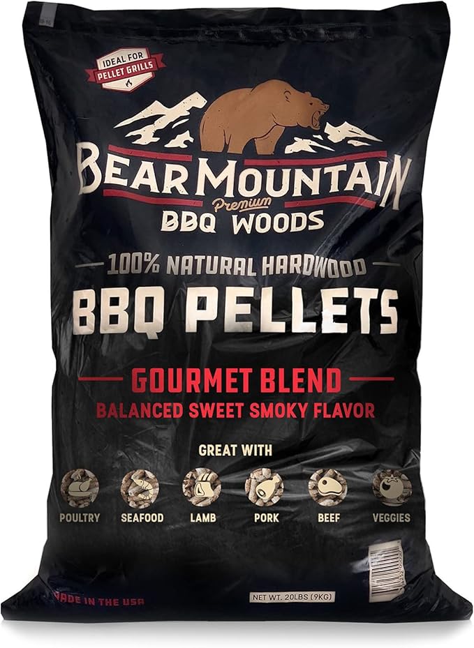 Bear Mountain 2-Pack Wood Pellets for Smoker, Grill & BBQ, 20 Lbs, Gourmet Blend - Premium Hardwood Barbecue Pellets for Indoor and Outdoor Grilling