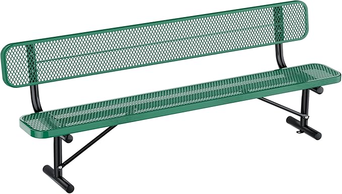 Heavy Duty Park Bench for Outside, Metal Park Bench with Back Portable Frame, Outdoor Steel Mesh Garden Bench with Backrest for Garden, Lawn, Patio, Porch, Park, Yard (Green, 8FT/95INCH)