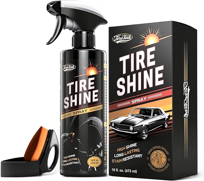 Tire Shine Spray, 16 fl oz Durable Wet Tire Dressing, No Sling/Non-Greasy for Black Tire, Long Lasting UV Protection for Car, Truck & SUV Easy to Apply