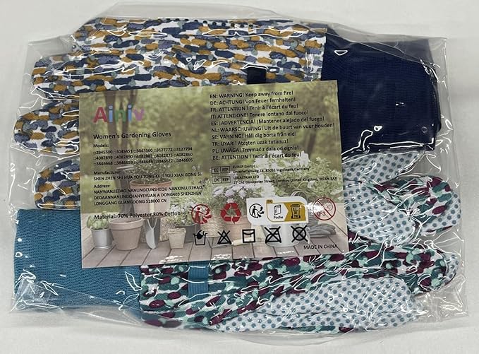Ainiv Floral Gardening Gloves for Women/Ladies, Non-Slip Garden Work Gloves,Breathable Yard Work Glove Light Working Gloves