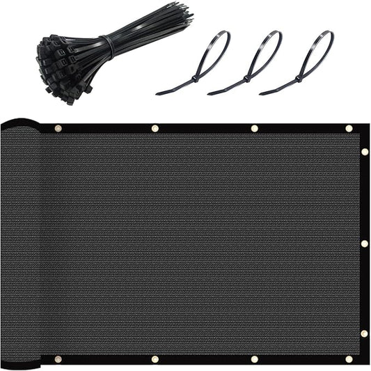 UPGRADE Fence Privacy Screen 5' x 25' Fence Commercial Shade Cover with Brass Grommets Heavy Duty Perfect for Outdoor Back Yard-Dark Grey, Customizable