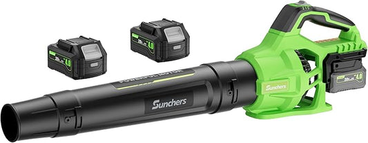 Leaf Blower Cordless with 2 x 4.0Ah Battery and Charger, 780CFM 260MPH Electric Blower with 2 Speeds, 20V Handheld Leaf Cleaner for Lawn Care, Blowing Leaves, Dust, Snow, Gravel for Patio, Yard, Green