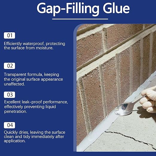 Waterproof Sealant, Efficient Crack Repair Solution, 100g, Invisible Caulking Glue, Concrete Crack Filler, Water and Heat Resistant, for Driveways, Walkways, Patios, Floors, Brick Walls, Tiles