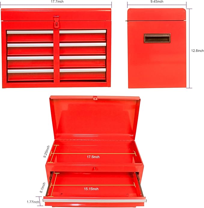 5 Drawer Rolling Tool Chest,Tool Storage Cabinet & Tool Box Cart with Wheels, Big Tools Removable Tool Box Combo,Tools Storage Boxs,Tools Case for Garage Warehouse Workshop (Red)