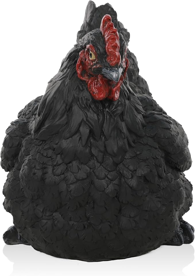 Alpine Corporation WFM100HH-BK Outdoor Rustic Resting Hen Garden Statue, 8" H, Black