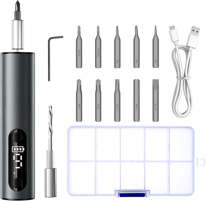 Multi-Functional Electric Screwdriver Set - Mini Drill w/Wireless Charging & Magnetic Bits, Perfect for Electronics, Home Appliances, Computers, Phones, Watches Repair & DIY (grey)