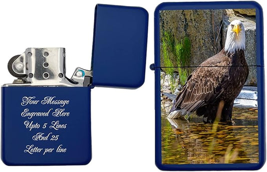 Custom Gifts Infinity Lighter! Personalize Lighter with Your Photo or Logo! Customized (Navy Blue) - Christmas, Halloween & Valentines Day Gift