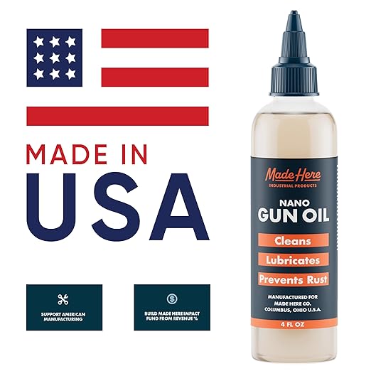 Made Here Premium Lubricating Gun Oil with Nano Technology – Made in The USA – Superior Corrosion Protection & Long-Lasting Performance – 4oz