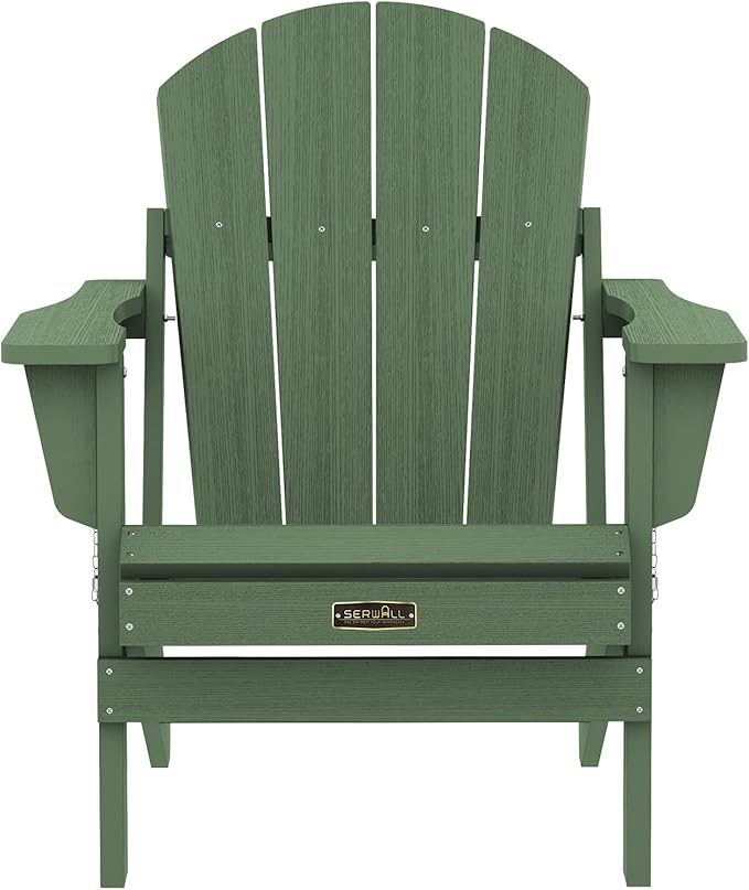 SERWALL Adirondack Chair Set of 4 for Patio Garden Outdoors Fire Pit- Army