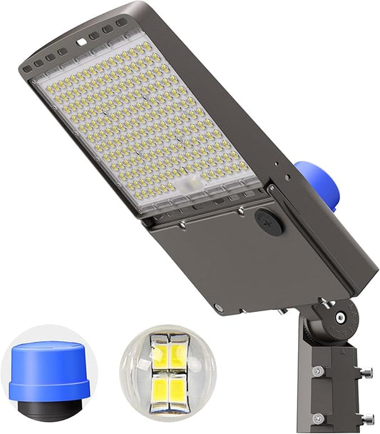 CINOTON LED Parking Lot Light - 48000LM 300W UL Listed - 0-10V Dim Dusk to Dawn - IP65 Adjustable Slipfitter Mount Outdoor Security Lighting for Square Street Court Stadium Driveways, 5000K, 100-277V