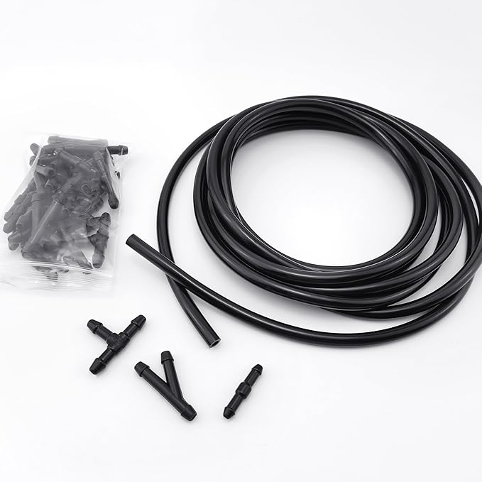 Car Windshield Washer Hose Kit, 3 Meters Universal Windscreen Hose with 30 PCS Connectors for Connecting Car Water Pumps and Nozzles