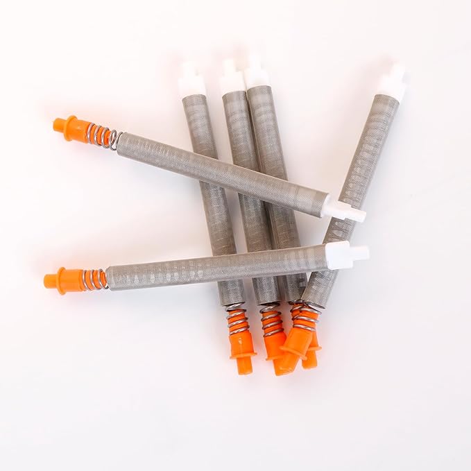 6-Pack 218133 100-Mesh Orange Airless Paint Spray Gun Filters, Compatible with Graco SG2 and SG3 Spray Guns