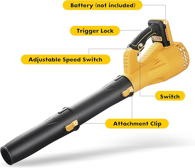 Leaf Blower Cordless Compatible with DeWalt 20V Max Battery, Brushless Electric Leaf Blower Battery Powered Handheld 6 Variable Speed Switch (Bare Tool Only)