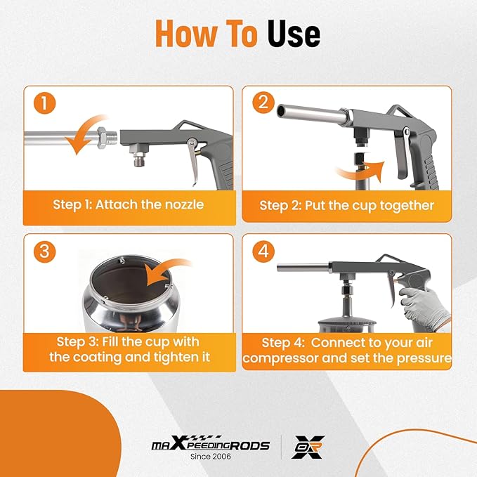 maXpeedingrods Undercoating Spray Gun, Automotive Spray Gun Air Spray Paint Gun with Suction Feed Cup for Sprayable Bed Liner Spray, Rubberized Truck Undercoating, Rust Proofing, Chip Guard Paint