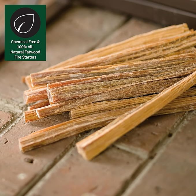 Plow & Hearth 2 LBS Fatwood Fire Starter Sticks Organic Kindling, Easy Ignition Fat Wood, All Natural Firestarters for Fire Pit, Wood Stoves, Fireplaces, Campfires, Bonfires, BBQ