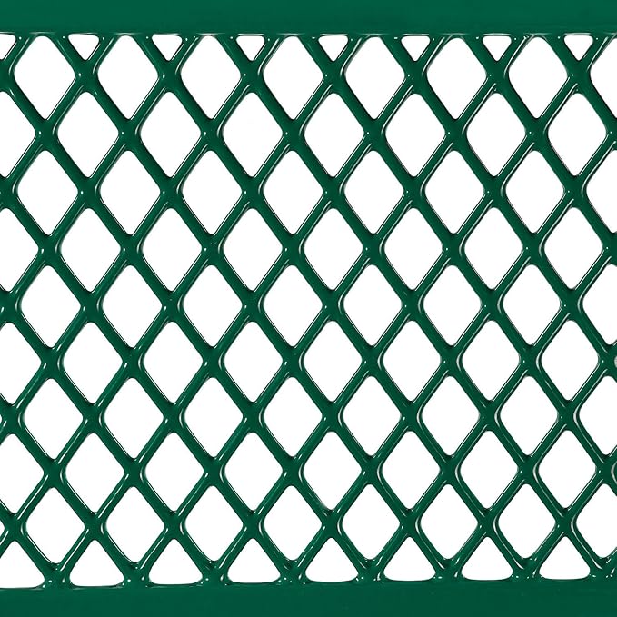 Global Industrial 8'L Heavy Duty Expanded Metal Mesh Bench with Backrest with Steel Frame, Portable Outdoor Bench, 1000 lbs Capacity, Green, 96" L x 24" W x 33" H