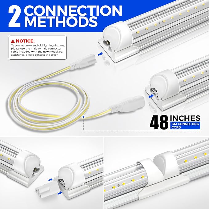 Barrina LED Shop Light 2FT, 20W 3000LM 6500K, T8 LED Light Fixture, Clear Cover, Ceiling and Utility Linkable Tube Lights for Room, Garage, Workbench, Warehouse, 2 Packs