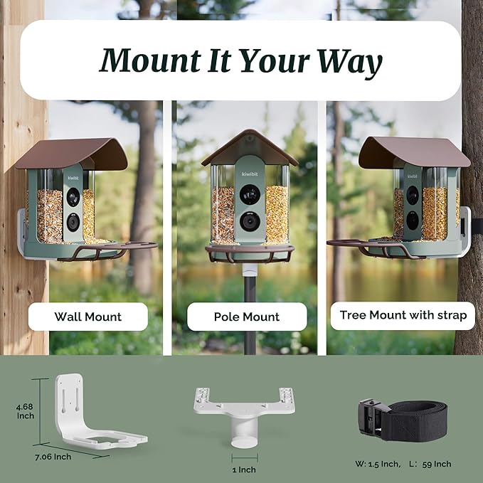 Beako™ Smart Bird Feeder with 4K Camera No Subscription Required, Solar Powered - Ultra HD Live Stream, AI identifies10,000+ Species, Real-Time Bird Notification, Ideal Birdwatching Gift for Birdlover