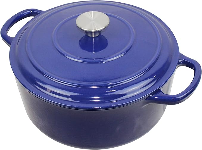 Commercial Grade, Cast Iron Enameled Cookware Duch Oven 6qt, Blue