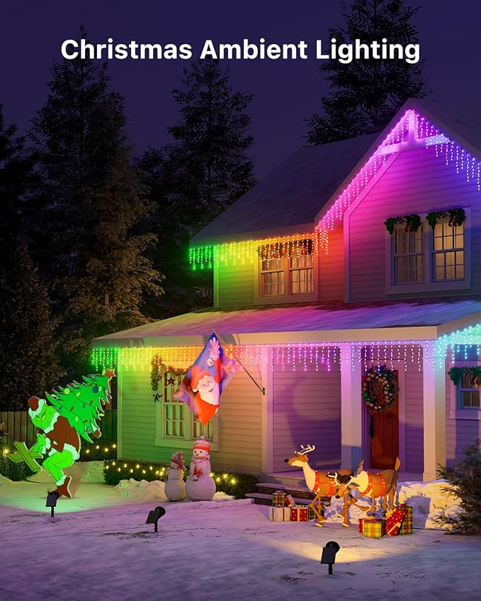 2 Pack Christmas Color Change Solar Spotlights Outdoor Waterproof Led Landscape Spot Lights Uplighting for Gingerbread Man, Snowman, Reindeer, Decorations, Holiday Ambient Lighting Lawn, Yard, Garden