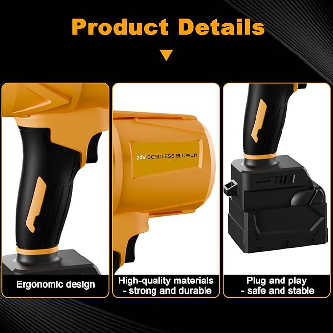 Small Handheld Leaf Blower Cordless Fit for De.Walt, 125-MPH 430-CFM, Battery Powered Blower, for Lawn Care/Patio Cleaning (No Battery)