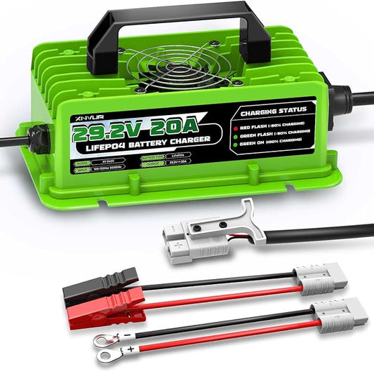 29.2V 20A LiFePO4 Battery Charger 24V 20A Rechargeable Charger with Multiple Safety Protections for 24V Lithium Iron Phosphate Battery