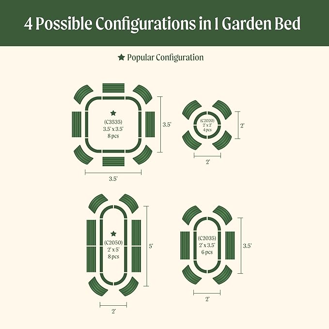 Vego garden 26" Extra Tall Raised Garden Bed Kits, 4 in 1 Modular Raised Planter Box for Vegetables Flowers Fruits Oval Metal Raised Garden Pearl White