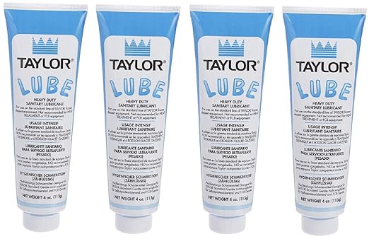 4 x 4 Oz. Taylor Blue Lube Tube, Food Safe Grease Sanitary Lubricant for O-Rings, Gasket, Mixer & Soft Serve Machines like Taylor, Stoelting, Kappus, Coffee, Yogurt, Food Service Equipment Lube #47518