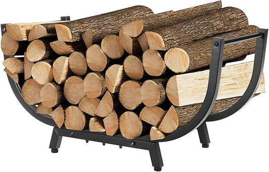 30“ Firewood Rack Outdoor and Indoor, Compact Firewood log Storage & Holder, Stable Log Holder with Reinforced Steel Frame, Waterproof Rustproof Wood Pile Storage Rack for Fireplaces/Camping.
