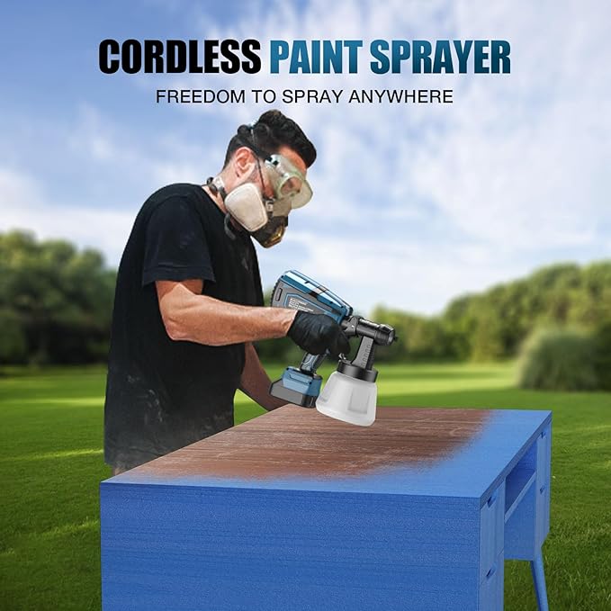 Cordless Paint Sprayer for Makita 18V LXT Li-ion Battery, 200W Spray Paint Gun with Brushless Motor, 3 Copper Nozzle and 1000ML Container, Spray Gun for Painting Ceiling, Fence, Walls(No Battery)