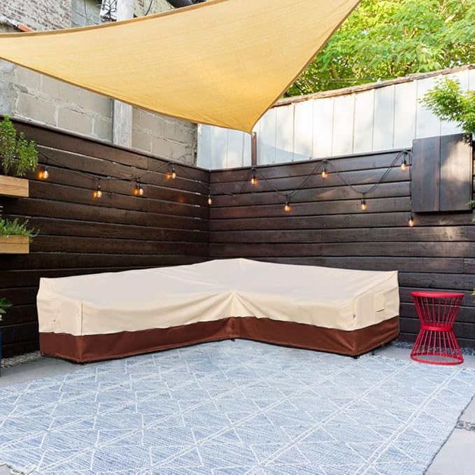 Patio Outdoor Sectional Cover-L-Shaped Patio Furniture Covers Waterproof Rip-Stop Anti-UV 600D Heavy Duty Outdoor Couch with 3 Air Vent Sofa Cover,Right 104''L （83''L） 32''D 31''H