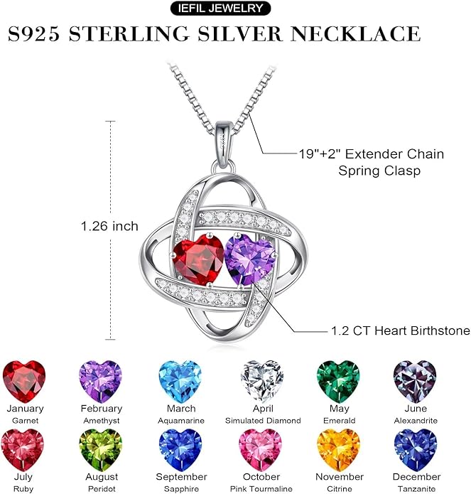 Iefil Christmas Gifts for Women - 925 Sterling Silver Love Knot Necklace, Anniversary Birthday Jewelry Gifts for Wife Girlfriend Mom
