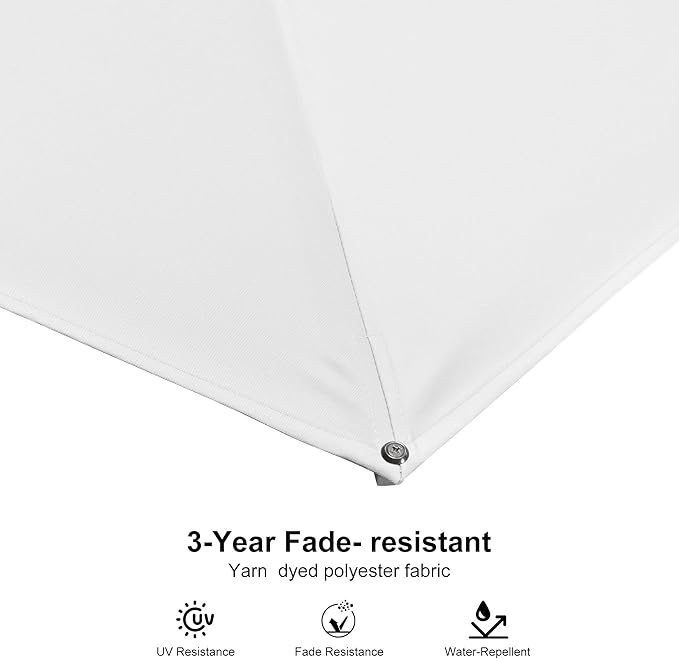 PURPLE LEAF 8 FT Patio Umbrella White Cantilever Umbrella Aluminum Square Outdoor Offset Umbrella Hanging Windproof with 360° Rotation for Garden Deck Pool, White