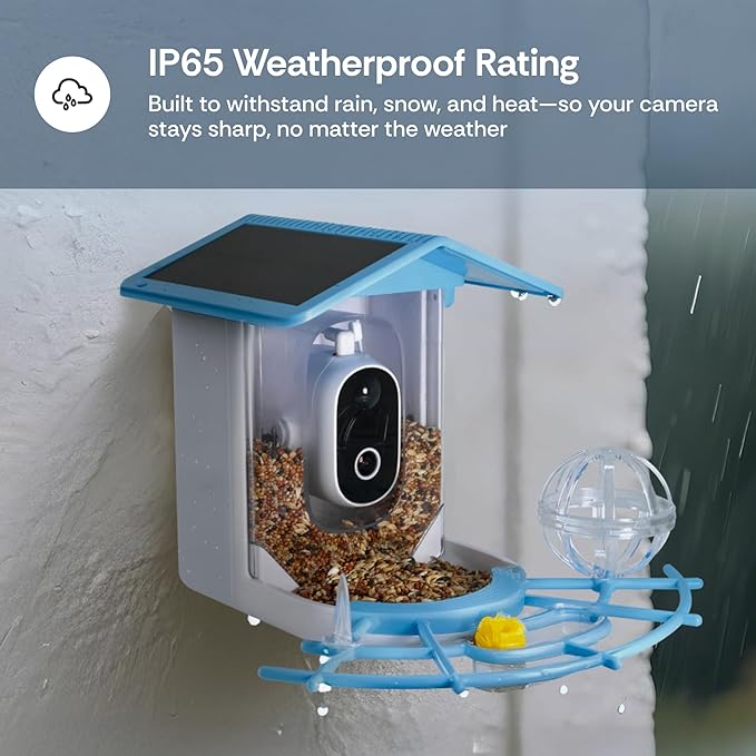Luna Smart Bird Feeder with Camera, Enhanced AI Birds Species Identification, 2K HD Video, Instant Arrival Alerts, Solar Powered, Weatherproof Design for Birdwatching, Ideal Gift for Bird Lovers