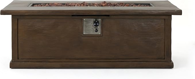Propane Fire Pit Table, 56" MGO Firepits for Outside, Rectangular Gas Fire Pit for Outside Patio, Propane Fire Table with Rain Cover for Deck, Backyard, 50,000BTU, Tank Not Included, Brown