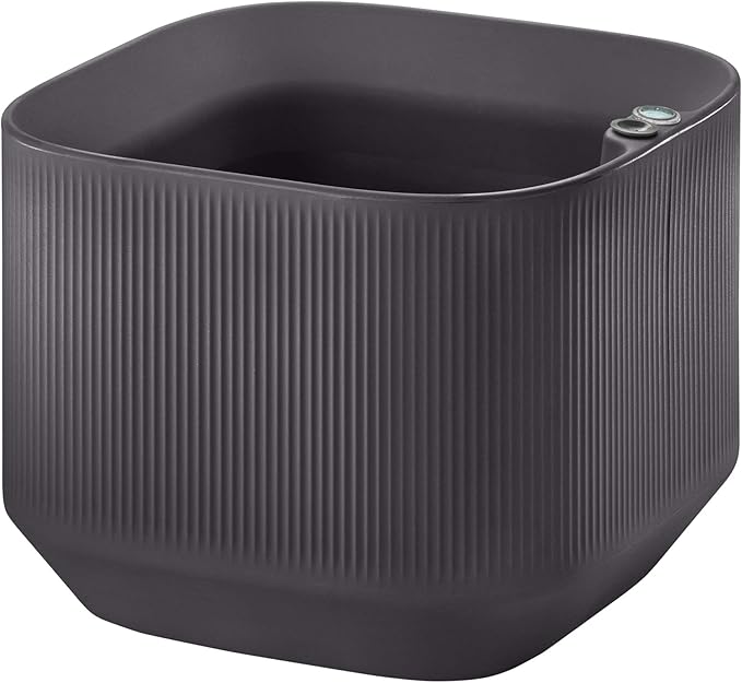 Crescent Garden Modular Self-Watering Plant Box with TruDrop Water Level Indicator, Indoor/Outdoor, Small Modern Box Planter for Herbs, Flowers, Peace Lily, Houseplants - 20"x20"x16"H (Slate)