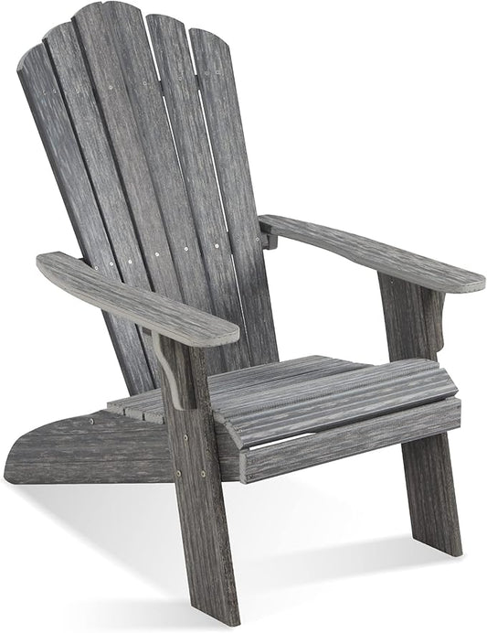 Adirondack Chair Outdoor, Oversized Patio Chair Poly Lumber, Weather Resistant & Heavy Duty, Fire Pits Chair for Porch, Poolside, Lawn, Backyard and Garden, 350lbs Capacity (Grey)