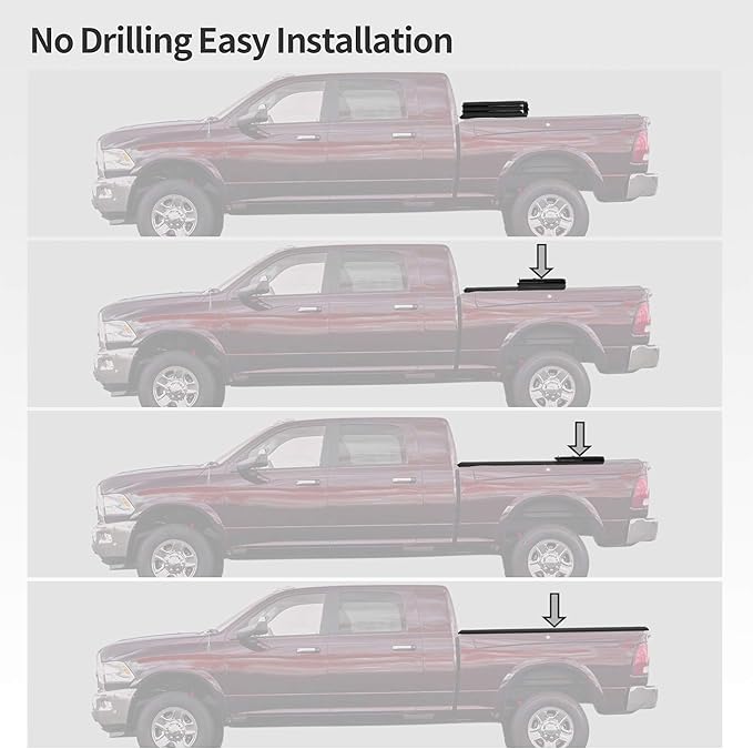 OEDRO Soft Quad Fold Truck Bed Tonneau Cover Compatible with 2019-2025 Chevy Silverado 1500 / GMC Sierra 1500, Fleetside 6.6 Ft Bed Without Multi-Flex Tailgate(Not for Legacy/Limited/2500 3500hd)