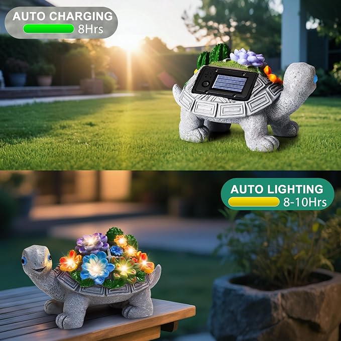 Linkax Garden Turtle Christmas Gifts for Grandma Mom Women, Birthday White Elephant Gifts for Adults Her Sister, Solar Lights Outdoor Garden Decor for Outside Yard Patio House Warming Gift New Home