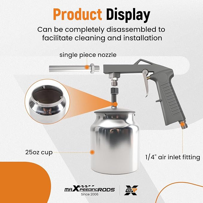 maXpeedingrods Undercoating Spray Gun, Automotive Spray Gun Air Spray Paint Gun with Suction Feed Cup for Sprayable Bed Liner Spray, Rubberized Truck Undercoating, Rust Proofing, Chip Guard Paint