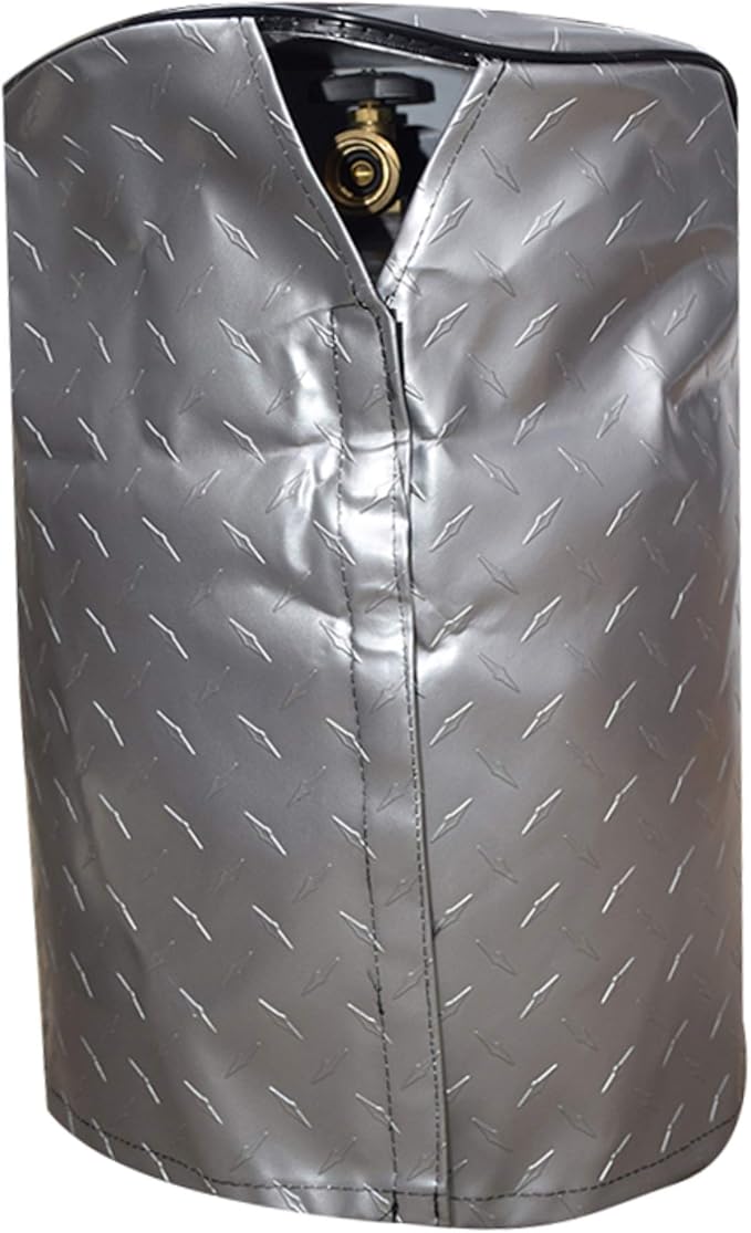 ADCO 2711 Silver Single 20lb, 5-Gallon Diamond Plated Steel Vinyl Propane Tank Cover