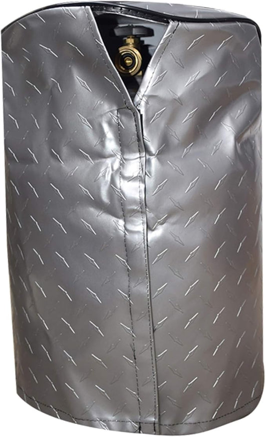 ADCO 2711 Silver Single 20lb, 5-Gallon Diamond Plated Steel Vinyl Propane Tank Cover